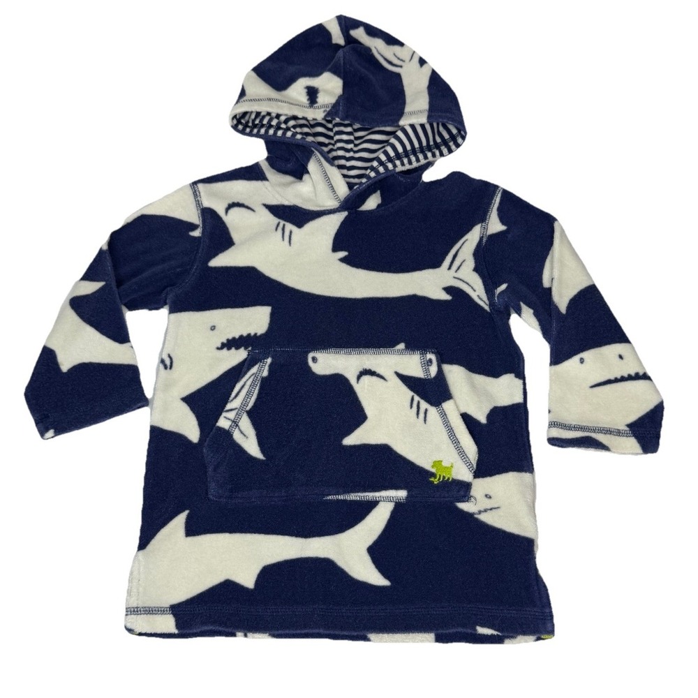 Mini Boden Shark AOP Hooded‎ Towel Cover Up Kids 2-3 Years Beach Pool Hoodie